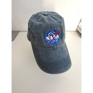 OTTO NASA Logo Baseball Cap Blue Denim Wash Adjustable Dad Hat 18-202 OSFM